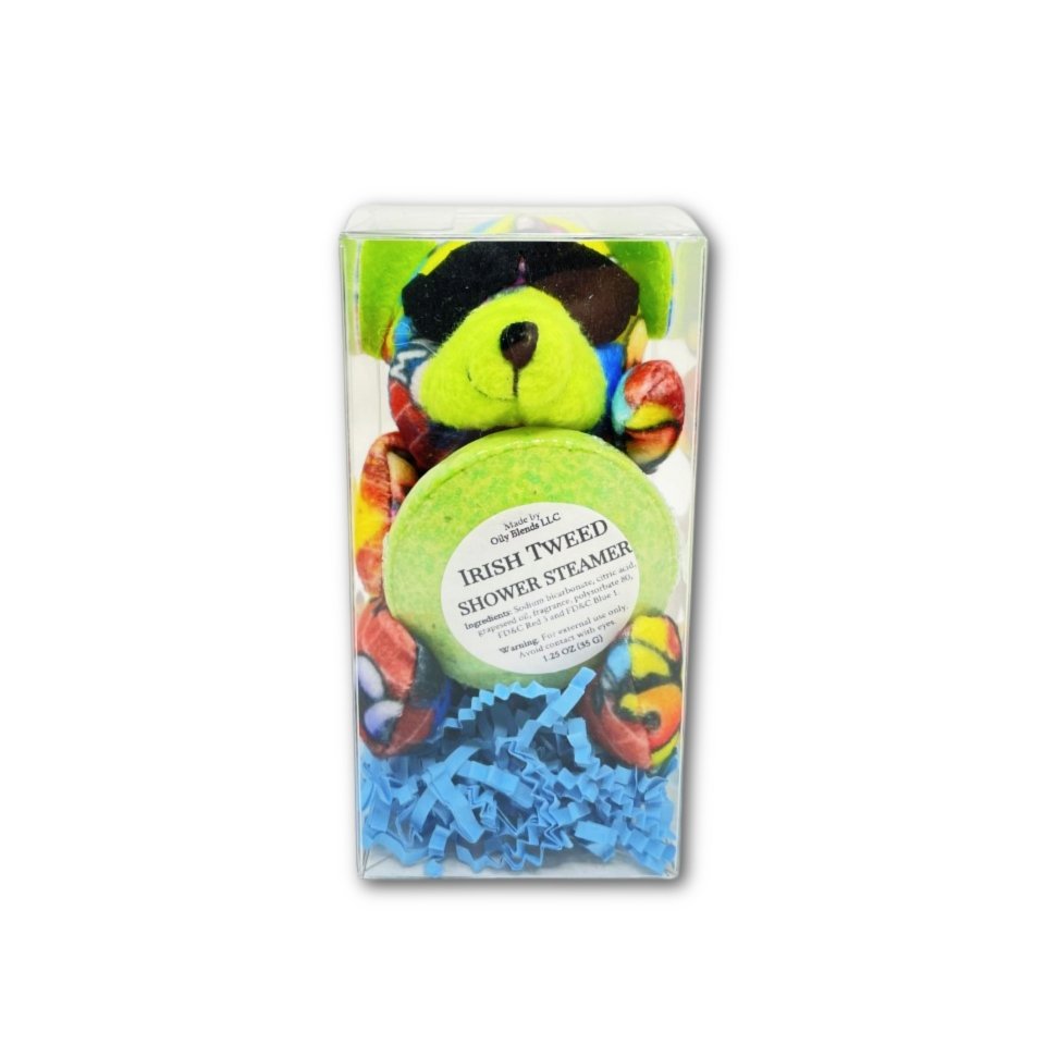 Gift Set with Men's Shower Steamers and Plush Bear - Oily BlendsGift Set with Men's Shower Steamers and Plush Bear